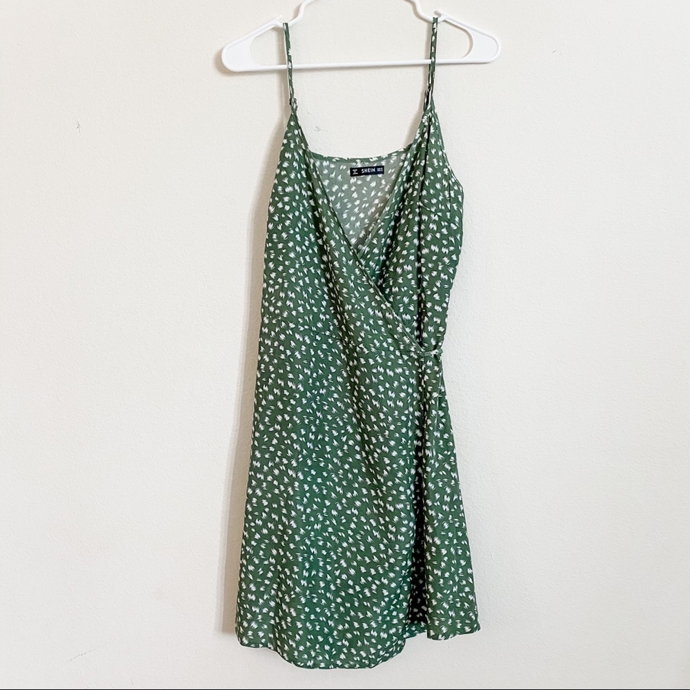 Surplice Neck Wrap Knotted Slip Dress